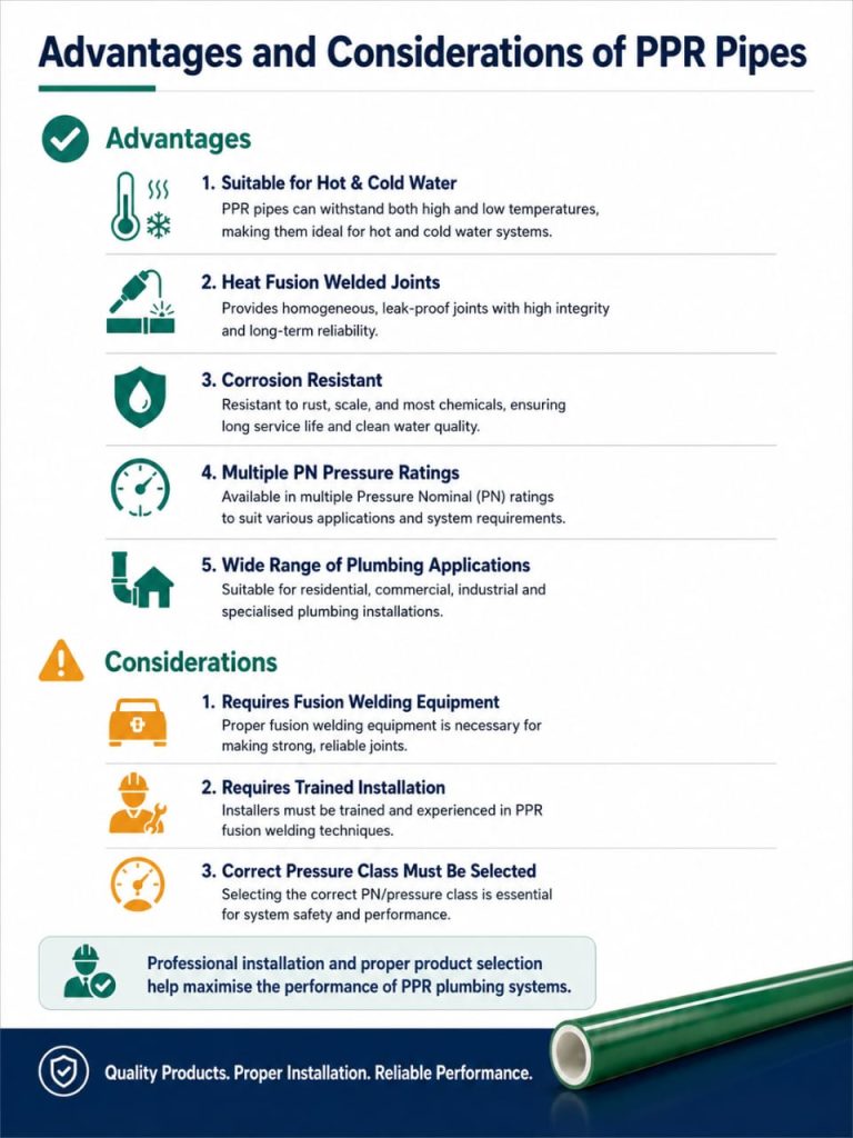 Advantages and considerations of PPR pipes for modern hot and cold water plumbing systems.